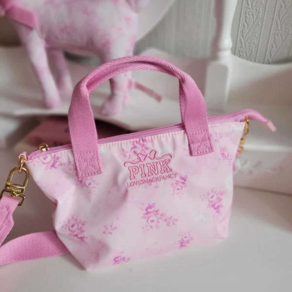 LoveShackFancy Victoria’s Secret PINK Beaux Floral Print Mini Tote Bag Purse - Picture 10 of 13